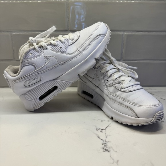 Nike Other - Nike Air Max 90 Kids Sneakers 3Y White Leather Swoosh CD6867-100‎